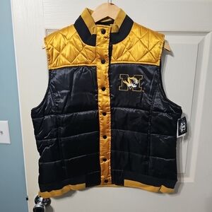University Of Missouri‎ Mizzour Tigers Puffer Vest Women's 2XL Black Gold NEW